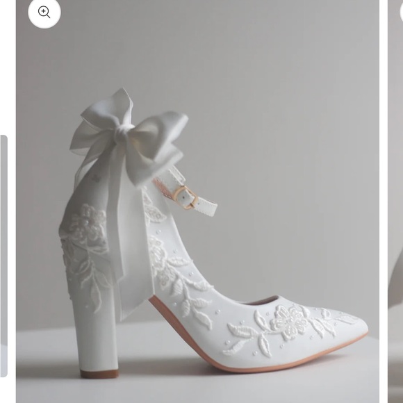 Shoes - Elegant White Embroidered Women's Heels